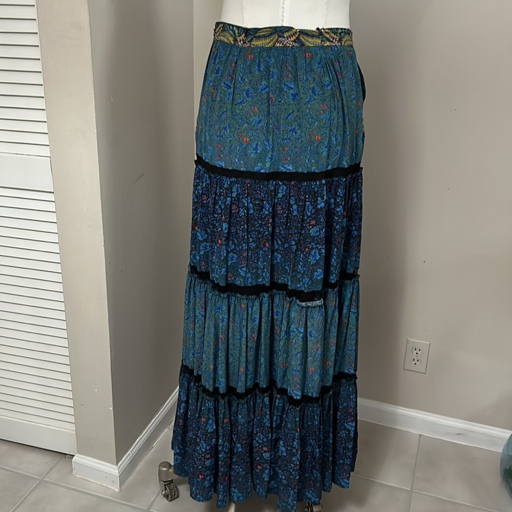 Voyage Silk Blue Maxi Skirt | Boho Luxe Resort Style | Zimmermann LoveShackFancy - Picture 8 of 13